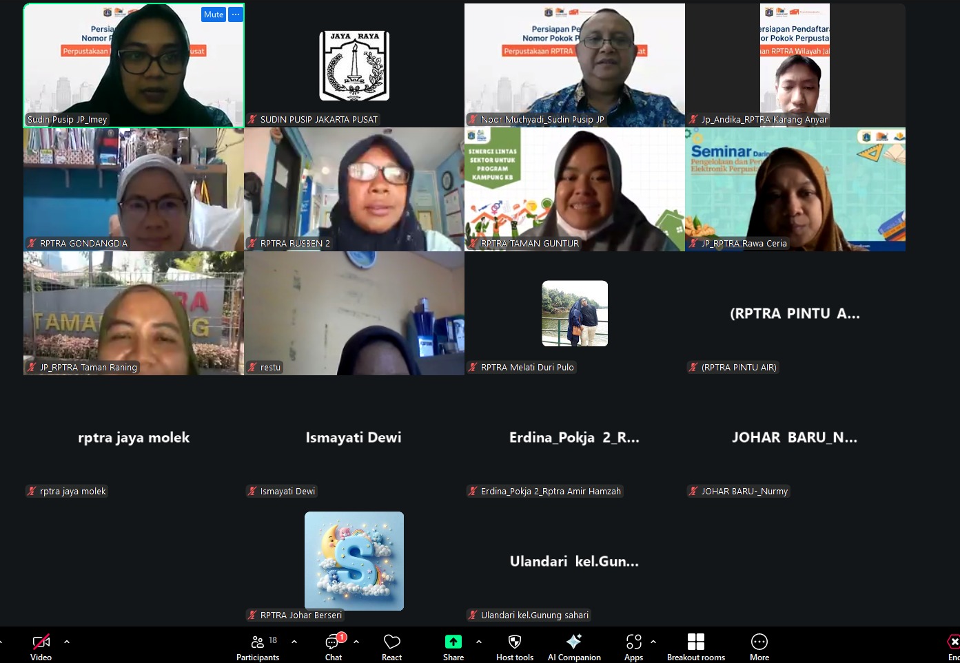 Persiapan Pendaftaran Nomor Pokok Perpustakaan RPTRA Wilayah Jakarta Pusat